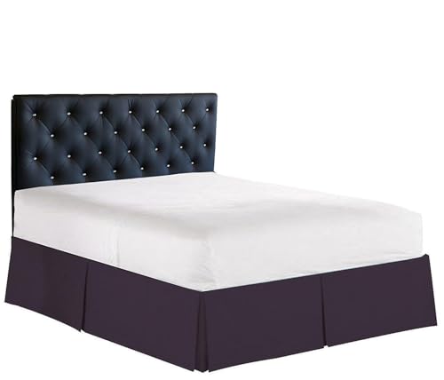 Elegance Linen Luxury 1500 Thread Count Wrinkle & Fade Resistant Egyptian Quality Bed Skirt / Dust Ruffle - Pleated Tailored 14inch Drop, King, Eggplant-Purple