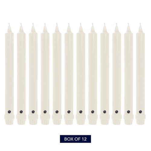 Image of Colonial Candle Unscented Taper Candle, Classic Collection, White, 10 in,Up to 8 Hours Burn, 12 Count (Pack of 12)