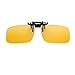 Junsika Polarized Clip On Night Driving Sunlasses for Prescription Glasses Men Women Flip Up Rimless Yellow Sunlasses UV400 Protection