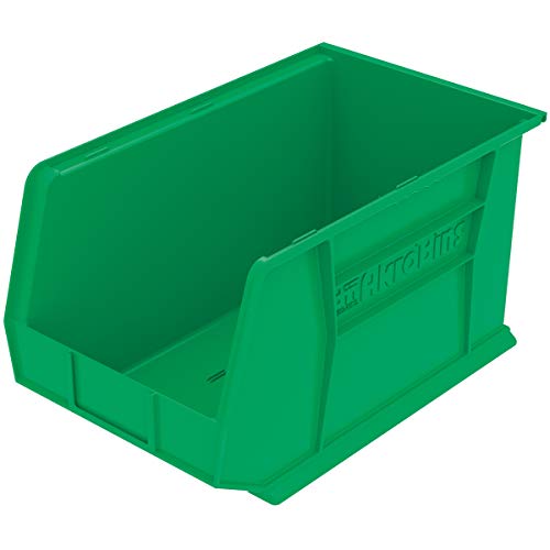 Akro-Mils 30260 AkroBins Plastic Storage Bin Hanging Stacking Containers, (18-Inch x 11-Inch x 10-Inch), Green, (6-Pack)