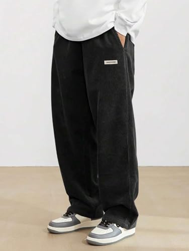 Image of KOTTY Men's Solid|Button|Wide|Loose fit|Corduroy Trousers & Pant for Men