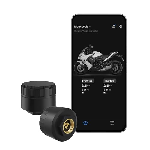Easesuper Motorcycle Tire Pressure Monitoring System, Wireless Sensor Real-Time Tire