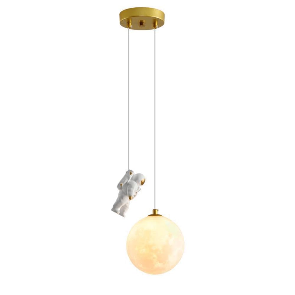Lámpara colgante de planeta blanco y luces esféricas decorativas con astronauta de techo