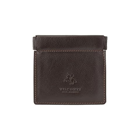 Visconti Mens Genuine Quality Small Italian Style Leather Coin Purse Pouch/Change Wallet or Key Holder (Brown) Cover