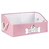 Collapsible Fabric Dog Toy Box and Storage Bin With Handle – Trapezoid Basket Chest Organizer for Pet Toys, Blankets and Accessories, Pink