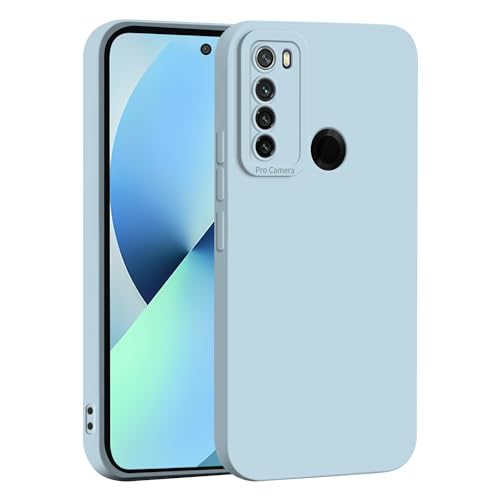 WBWONE Funda para Xiaomi Redmi Note 8 2021, Cámara Todo Incluido Case Suave TPU Silicona Carcasa Antigolpes Caso Resistente a los Arañazos - Azul Claro