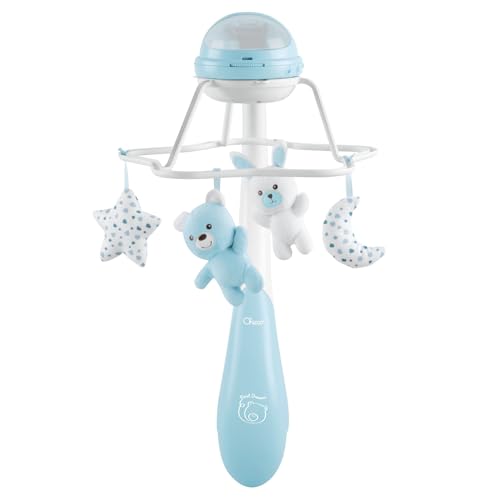 Chicco First Dreams Rainbow Musical Mobile, 3-in-1 Newborn Scalable Mobile with Soothing Melodies and Rainbow Projection, with 4 Soft Pendants, Compatible with Next2Me Cribs, 0 Months+, Blue