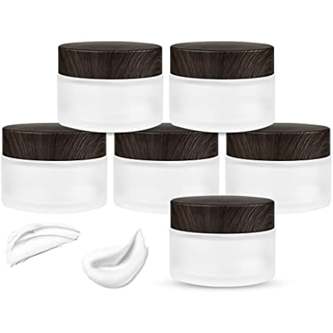 JLNGTHONG 6PCS Empty Cosmetic Containers Jars,30ml Cosmetic Cream Jar Empty Glass Jars Cosmetic Glass Jars with Screw Cap Transparent Frosted Glass Bottle for Storage Facial Cream Essential Oils Cover
