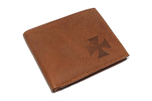MARSHAL Templar Cross RFID Blocking Genuine Leather Bifold Trifold Wallet for Men (Bifold)4