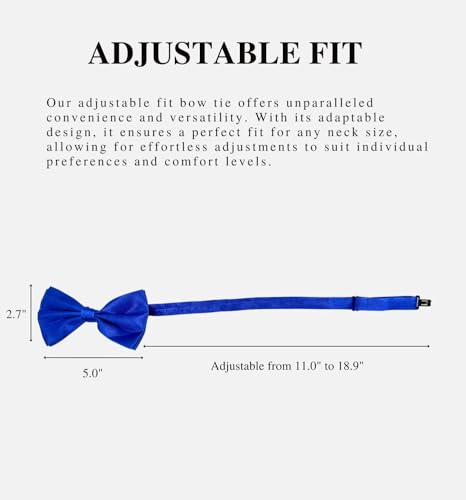 Image of MDSTYLE Bow Ties for Men Pre-Tied Adjustable - Classic Men's Bow Tie - Tuxedo Wedding Formal Bowtie Solid Color Bowties (Royal Blue 2pcs)