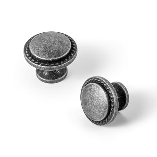 Yanxia Set of 12 Vintage Weathered Nickel Cabinet Knobs with Wheatear Border – Classic Round Design for Kitchen Drawers Retro Dresser Handles