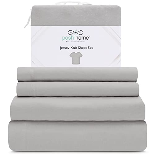 Posh Home Jersey Knit Sheet Set 4Piece Jersey Bed Sheets TShirt