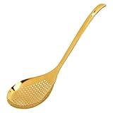 Snailhouse Schlitzlöffel, groß, Edelstahl, für die Küche, robustes Metall, zum Servieren, Mischen, Backen, Rührlöffel zum Kochen, Gold