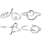 CONGARTENO 4 piezas Anillos para Mujer Anillo Abierto Decorativo con Letras Love Diseño Elegante y Joyería de Dedo para Fiestas y Diario
