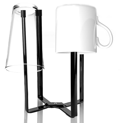 Tower Secador de botellas Soporte para botellas: Soporte multiusos plegable para la cocina, escurridor de botellas, escurridor plegable para 4 botellas (altura 21 cm, negro)