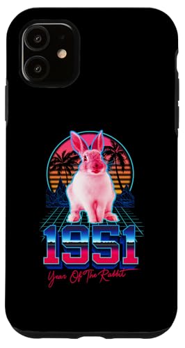 Carcasa para iPhone 11 Vintage 1951 Retro 80s Rabbit 73 Years Old 73rd Birthday