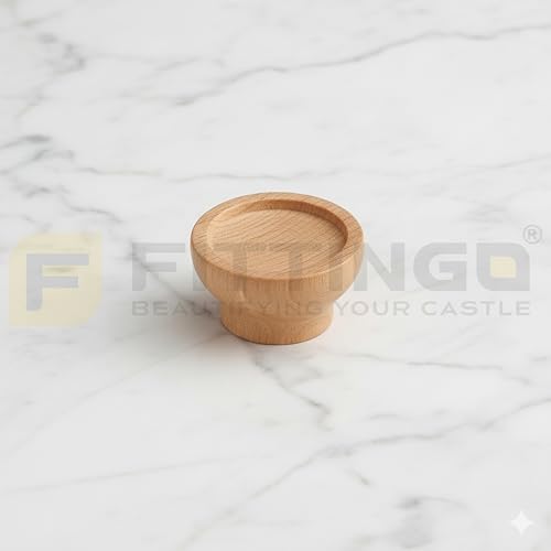 Image of Steam Beech Wood Drawer Knob| Solid Wooden Cabinet Door Handle | Round Knobs for Drawer, Wardrobe & Cupboard | Natural Finish Pull Handle for Kitchen Cabinets & Home - | 1.5 Inch,10 Piece|
