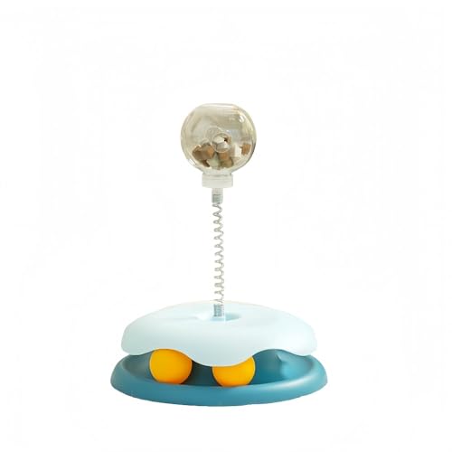 HeartTrend 猫おもちゃ 回転ボール 人気 知育玩具 おやつ入れる ペット用品 ねこ 遊ぶ盤 猫じゃらし おもちゃ 運動不足 ストレス解消 (ブルー)