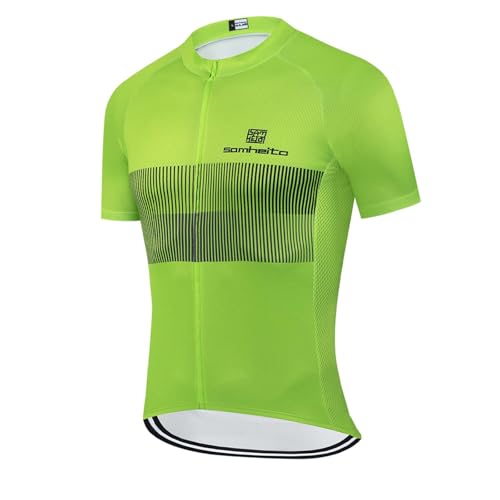 samheito Maillot de ciclismo para hombre, manga corta, elástico, transpirable, secado rápido, camiseta de ciclismo de montaña, camiseta de ciclismo para hombre, deportes al aire libre, Verde D01, S
