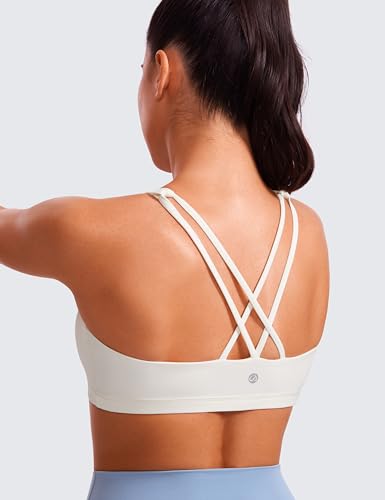 Image of CRZ YOGA Women's Light Support Strappy Sports Bra - Low Cut Wirefree Padded Yoga Cami Criss Cross Back