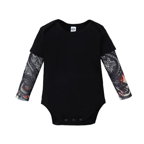 Image of Magic Park 3-24M Infant Baby Boys Girls Tattoo Sleeve Romper Bodysuit Toddler Boy Tattoo Shirts Jumpsuit