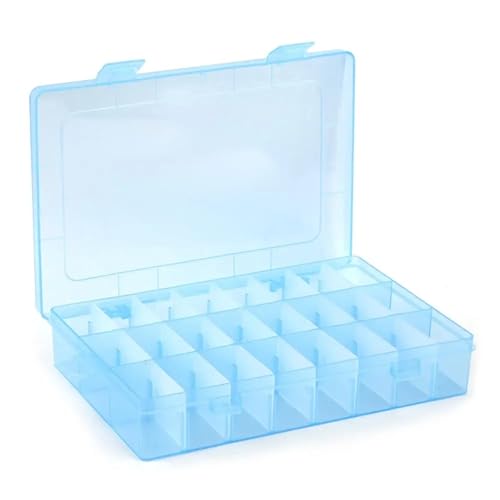 YShiuoL Screw Storage Organiser 24 Grids Parts Organizer Box Practical Compartment Plastic Storage Box Jewelry Bead Screw Holder Case Display Container(Blue)