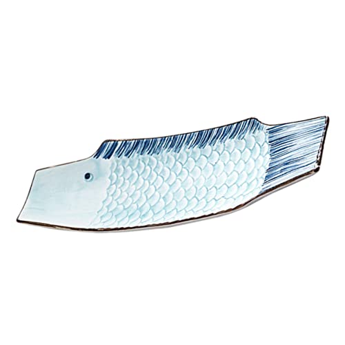 Ipetboom Piatto Ceramica Forma Pesce per Sushi e Antipasti Design Giapponese Elegante Vassoio Portata Decorativo Resistente e Facile da Pulire per Famiglie e Ristoranti