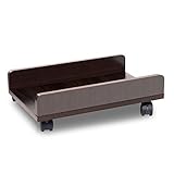 Bestier CPU Stand Cart Computer Tower Stand CPU Holder with 4 Caster Wheels Computer Tower Cart CPU Floor Stand Printer Stand Under Desk (Brown 1)