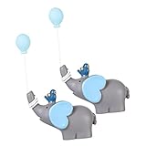 VICASKY 2 Stück Miniatur Elefanten Figuren Aus Resin Kleine Tierspielzeuge Kuchendekoration Blaue Tisch Und Partyornamente Für Geburtstag Und Wohndeko
