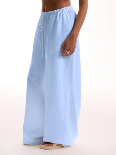 Image of RoseSeek Women's Beach Cover Ups Wide Leg Loose Linen Pants Swimsuit Coverup Summer Vacation Outfits 2026