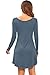 DEARCASE Women's Loose V-Neck Long Sleeve Stretch Solid A-Line Tunic Dresses Haze Blue Medium