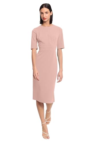 Image of Donna Morgan Women's Curved Waist Seam Crepe Workwear Dress Career Office Desk to Dinner Event Occasion Guest of