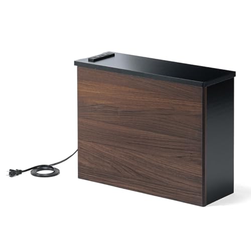 サンワダイレクト ルーター 収納 ケーブルボックス 木製 コンセント付き 幅50×高さ38.5×奥行18cm 角置き用 配線隠し 木目調 ダークブラウン 200-CB047DBRM