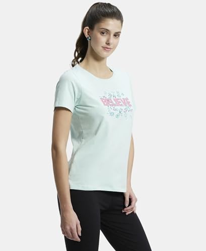 Image of Jockey 1361 Women's Super Combed Cotton Elastane Stretch Regular Fit Graphic Printed Round Neck Half Sleeve T-Shirt (Prints May Vary)