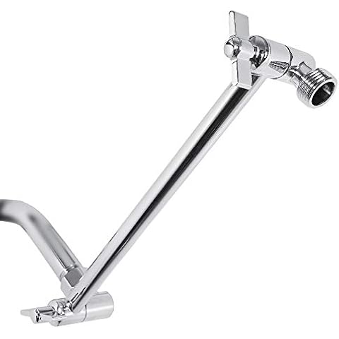 Adjustable Shower Arm Universal Connection, NearMoon Solid Brass Shower Extension Arm, Adjust Angle to Upgrade Shower Experience, Easy to Install, Anti-leak (Chrome Finish) Cover