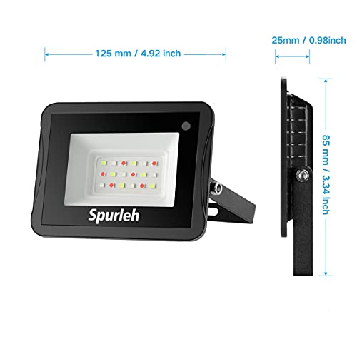 Spurleh 15W RGB Floodlight, IP66 Waterproof RGB Colour Changing LED Lights with Remote Control Ideal for Outdoor ＆ Indoor [Energy Class A+]