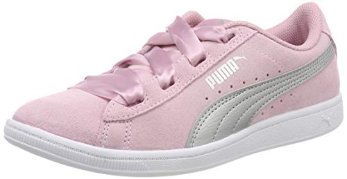 Puma Mädchen Vikky Ribbon Jr Sneaker Pale Pink Silver, 39 EU