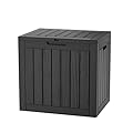 TARKARI 30 Gallon Lockable Resin Deck Box, Waterproof & UV-Resistant Outdoor Storage Box for Outdoor Cushion Storage and Outdoor Delivery Storage, Black