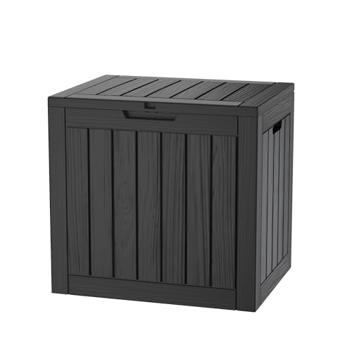 30GAL Black Outdoor Deck Box with Lock Hole - Waterproof, UV - Protected (SGS 1000plus), Ideal for Storing Patio Cushions and Garden Tools, Easy Assembly