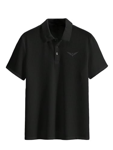 Image of TAGDO Men's Cotton Rich Polo Tshirt | Textured Fabric Casual Collar T Shirt for Men | Half Sleeve Regular Fit Trendy Polo Tee Shirts for Everyday Wear (2029)