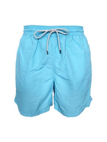 Polo Ralph Lauren Mens Printed Swim Shorts Beach Trunks with Strings (Large, Hammond Blue)