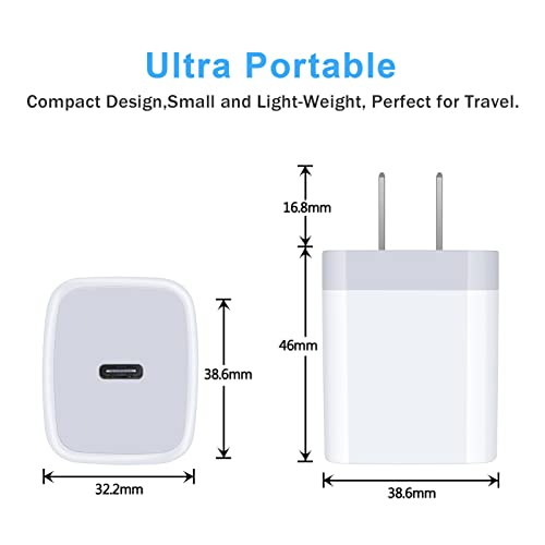 Image of USB C Box Fast Charger Block for Samsung Galaxy A14 5G /S21 FE /A13 /A54 /A23 /A53 /A03S /A24 /A34 /Z Fold4 /S23 /S22 /A04S,iPhone 14 /13 Pro Max /12 /SE /11 /8 /X,Pixel 7Pro /6,20W Wall Charger Plug USB C Charger Brick