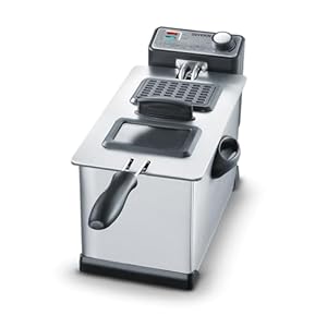 SEVERIN Friteuse, ca. 400 g frituurhoeveelheid, uitneembaar vetreservoir, stofdeksel incl. kijkvenster, voor de bereiding van bijgerechten en hoofdgerechten, 2000 W, 3 l, roestvrij staal/zwart, FR