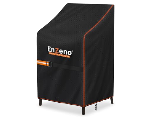 Enzeno Housse de chaise de jardin imperméable, 70 x 70 x 80/120 cm, housse de chaise empilable pour meubles de jardin, tissu Oxford 210D, coupe-vent, anti-UV, noir