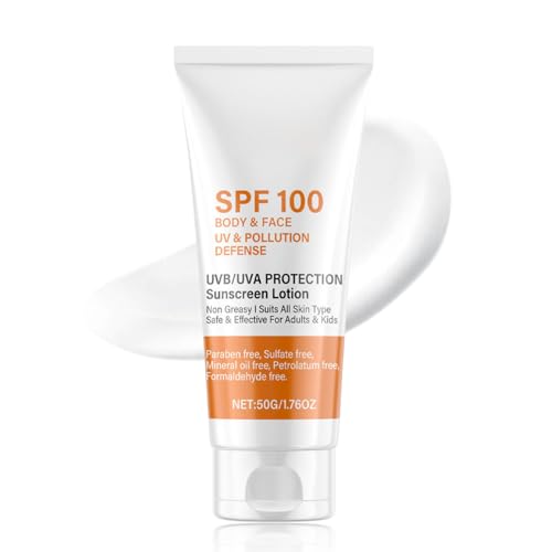 Sonnencreme LSF 100 - Sonnencreme Gesicht & Körper - Lichtschutzfaktor 100 Sunscreen Face Anti-Aging - Wasser- & Schweißresistente Sonnenschutz SPF 100 - Leicht & Nicht Fettend Sun Cream mit Centella