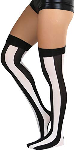 ToBeInStyle Women’s Wide Vertical Striped Thigh High Halloween Party Novelty Stockings3