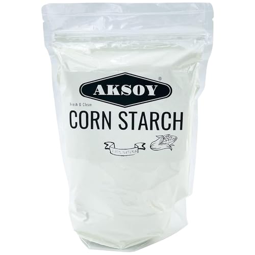AKSOY 100% Pure Corn Starch | 1.25 KG Airtight Container | All Natural Thickener for Soups Stews Gravy Baking Pies Puddings & Cakes | Non-GMO Vegan Food-Grade