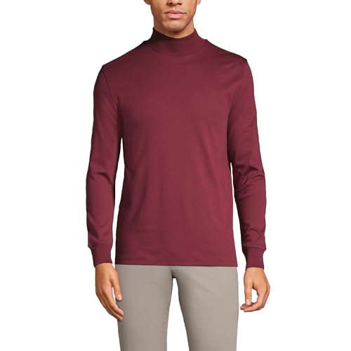 Lands' End Mens Long Sleeve Supima Mockneck Rich Burgundy Tall XX-Large