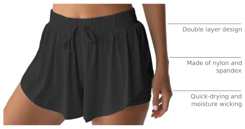 Image of Flowy Athletic Shorts for Women Running Tennis Butterfly Shorts Girls 2-in-1 Double Layer Quick-Drying Comfy Shorts