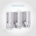 Better Living Aviva Shower Dispenser 3 Chamber, Wall Mount Shower Soap Dispenser for Bathroom Hotel Body Wash, Built-in Hooks, No Drill, Waterproof Shampoo Soap Dispenser, 3 x 11 oz, Satin Silver